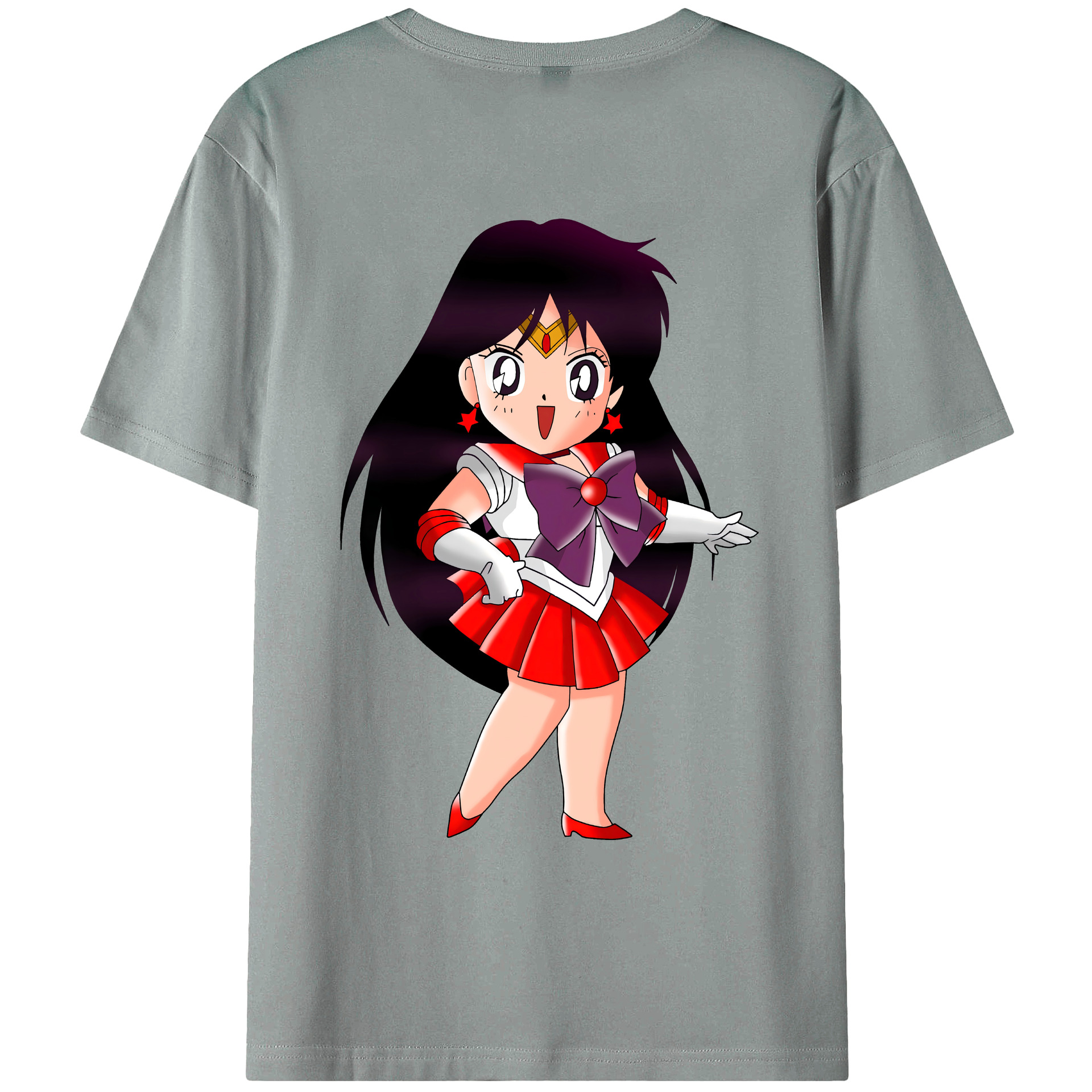 （画像用） 美少女戦士セーラームーン 火野レイ ひの レイ Sailor Moon Hino Rei （セーラーマーズ,Sailor Mars） 綿100％ メンズ半袖Tシャツ（バックプリント） 通気性